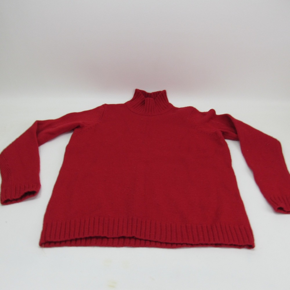 Jones New York Womens Turtleneck‎ Sweater  Red 100% Wool Knit  Small
